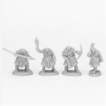 Thinkandplay Bones & Bear Tribe Cavemen Miniatures, Black - 4 Piece TH2740299